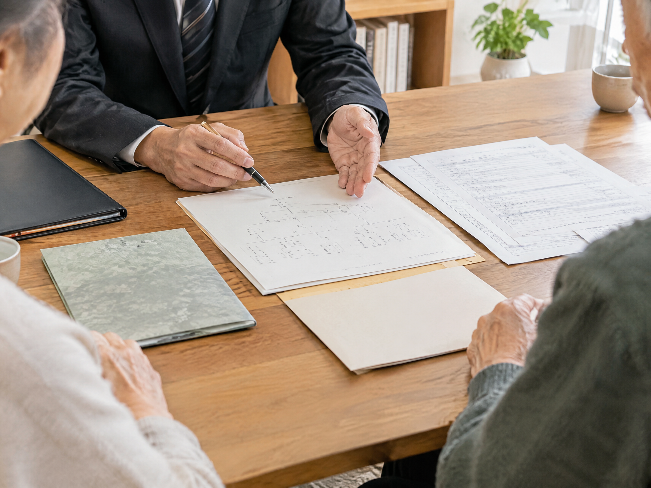 相続手続きについて書類を確認する相談の様子